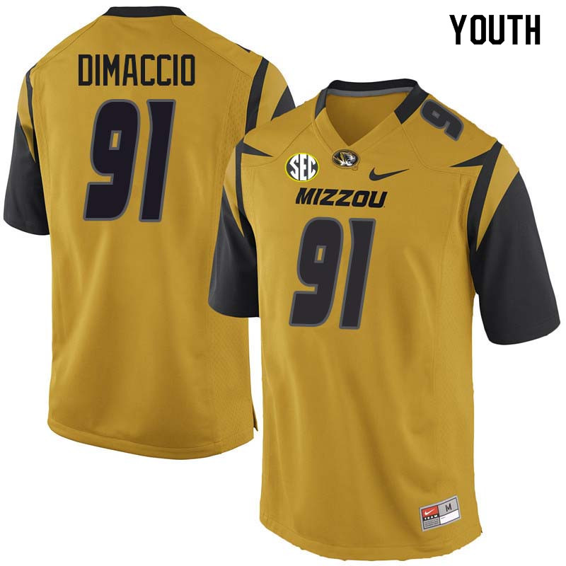 Youth #91 Dominic Dimaccio Missouri Tigers College Football Jerseys Sale-Yellow